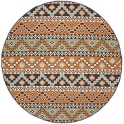 SAFAVIEH Veranda Luwig Geometric Indoor/Outdoor Area Rug, Terracotta/Chocolate, 3' x 3' Round