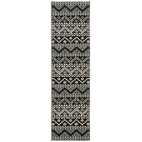 SAFAVIEH Veranda Luwig Geometric Indoor/Outdoor Runner Rug, Black/Beige, 2'3" x 6'7"