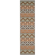 SAFAVIEH Veranda Luwig Geometric Indoor/Outdoor Runner Rug, Terracotta/Chocolate, 2'3" x 6'7"