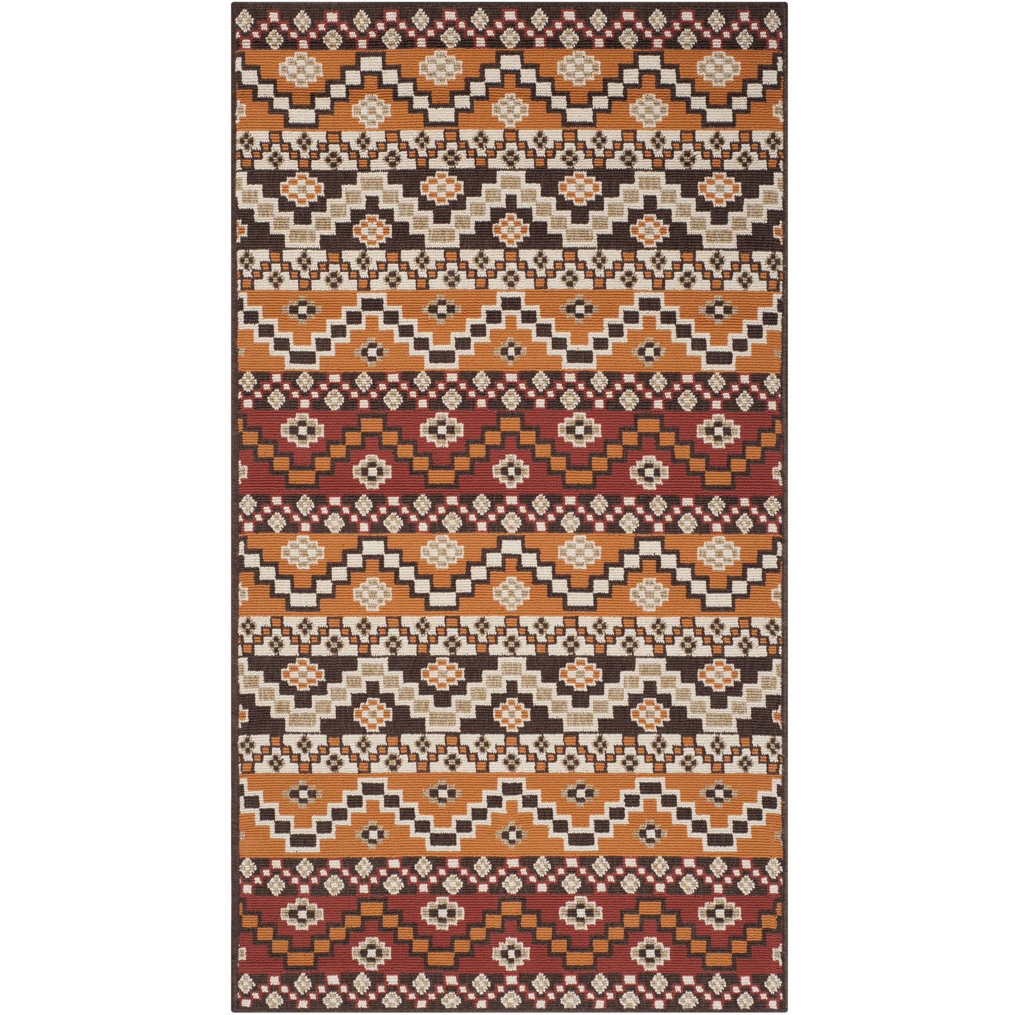 Veranda Red/Chocolate 5' x 7' Easy-Care Synthetic Area Rug