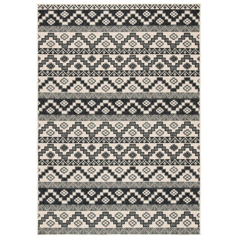 SAFAVIEH Veranda Luwig Southwestern Indoor/Outdoor Area Rug, 4' x 5'7", Beige/Grey