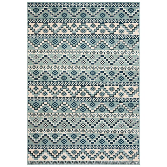 SAFAVIEH Veranda Luwig Southwestern Indoor/Outdoor Area Rug, 4' x 5'7", Turquoise/Blue