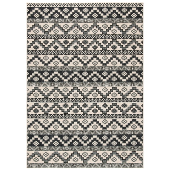 SAFAVIEH Veranda Luwig Southwestern Indoor/Outdoor Area Rug, 5'3" x 7'7", Beige/Grey