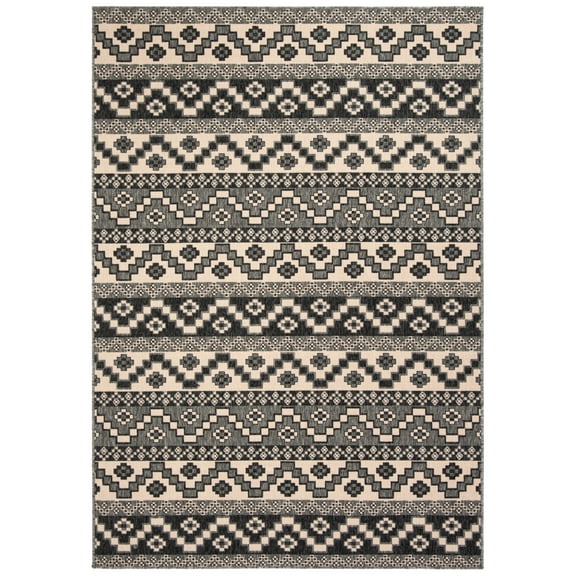 SAFAVIEH Veranda Luwig Southwestern Indoor/Outdoor Area Rug, 5'3" x 7'7", Grey/Beige