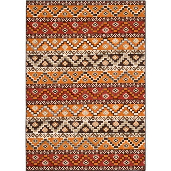 SAFAVIEH Veranda Luwig Southwestern Indoor/Outdoor Area Rug, 5'3" x 7'7", Red/Chocolate