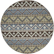 SAFAVIEH Veranda Luwig Southwestern Indoor/Outdoor Area Rug, 6'7" x 6'7" Round, Blue/Cream