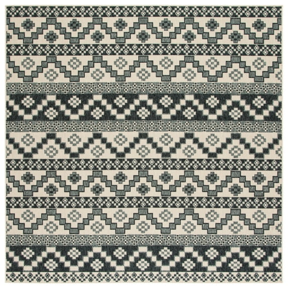 SAFAVIEH Veranda Luwig Southwestern Indoor/Outdoor Area Rug, 6'7" x 6'7" Square, Beige/Grey