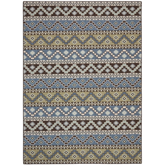 SAFAVIEH Veranda Luwig Southwestern Indoor/Outdoor Area Rug, 6'7" x 9'6", Blue/Cream