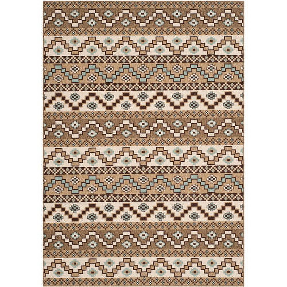 SAFAVIEH Veranda Luwig Southwestern Indoor/Outdoor Area Rug, 6'7" x 9'6", Cream/Brown