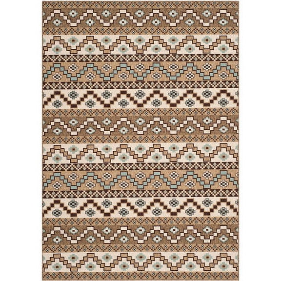 SAFAVIEH Veranda Luwig Southwestern Indoor/Outdoor Area Rug, 6'7" x 9'6", Cream/Brown