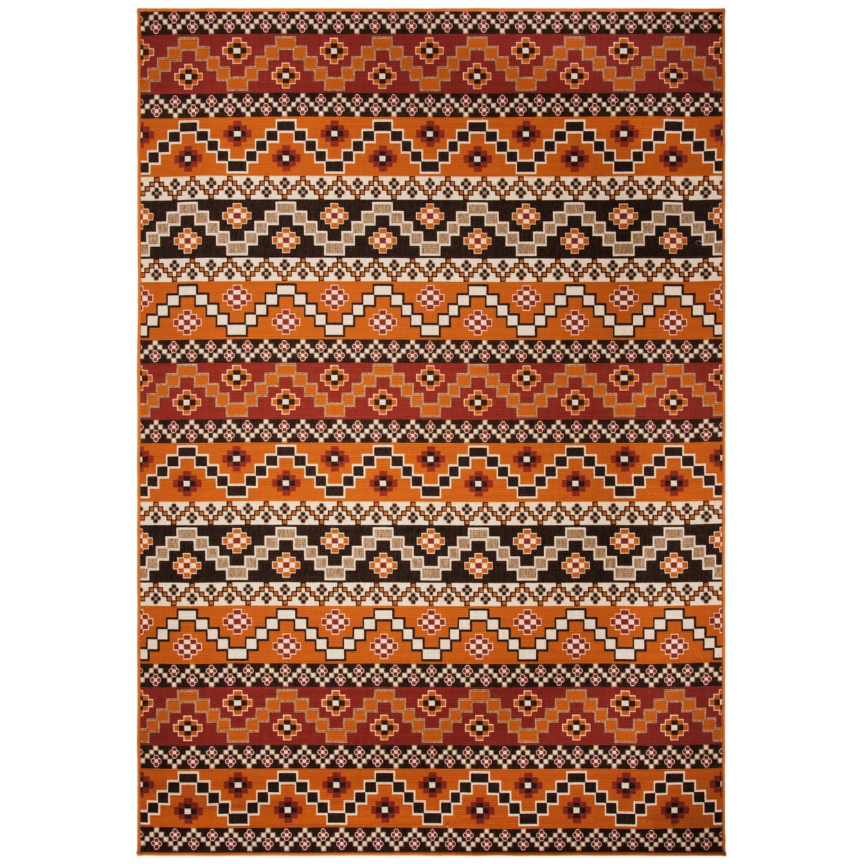 Rust and Red Southwestern Synthetic Indoor/Outdoor Area Rug