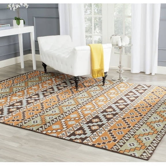 SAFAVIEH Veranda Luwig Southwestern Indoor/Outdoor Area Rug, 8' x 11'2", Terracotta/Chocolate