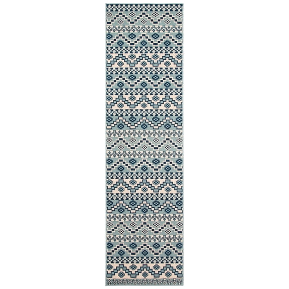 SAFAVIEH Veranda Luwig Southwestern Indoor/Outdoor Runner Rug, 2'3" x 8', Turquoise/Blue