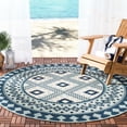 thumbnail image 1 of SAFAVIEH Veranda Magna Geometric Indoor/Outdoor Area Rug, Ivory/Blue, 3' x 3' Round, 1 of 5