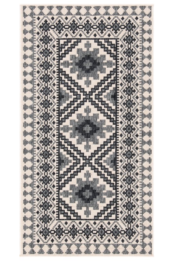 Veranda Magna Geometric Indoor/Outdoor Area Rug, Ivory/Grey, 2'7" x 5'