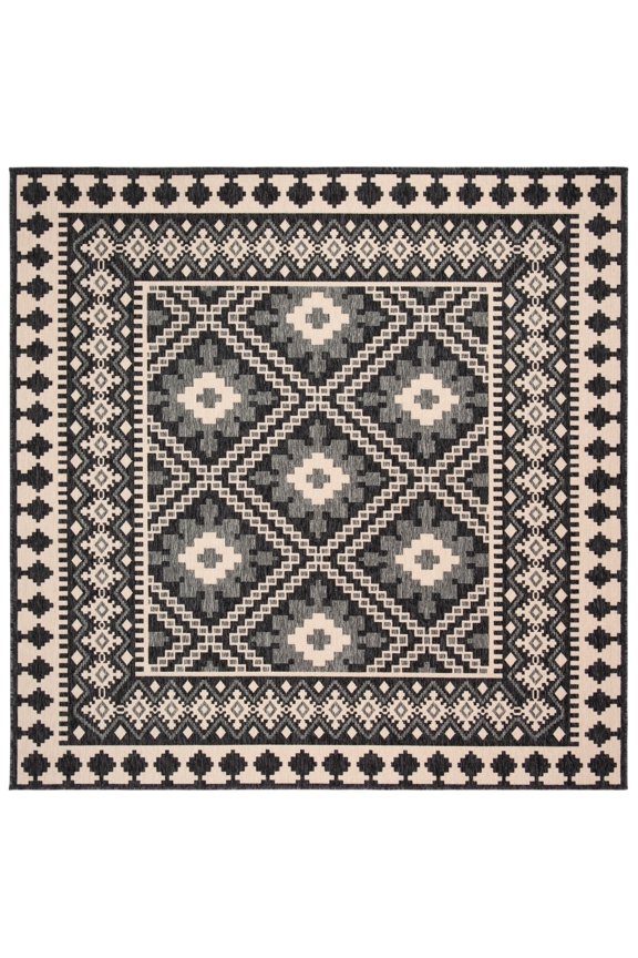 Veranda Magna Geometric Indoor/Outdoor Area Rug, Ivory/Grey, 3' x 3' Square
