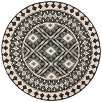 SAFAVIEH Veranda Magna Geometric Indoor/Outdoor Area Rug, Ivory/Grey, 8' x 8' Round