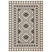 SAFAVIEH Veranda Magna Geometric Indoor/Outdoor Area Rug, Ivory/Slate, 2'7" x 5'