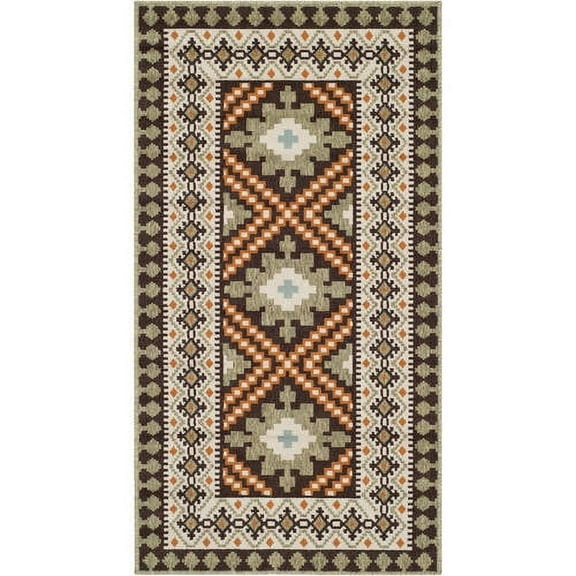 SAFAVIEH Veranda Magna Southwestern Indoor/Outdoor Area Rug, 2'7" x 5', Chocolate/Terracotta