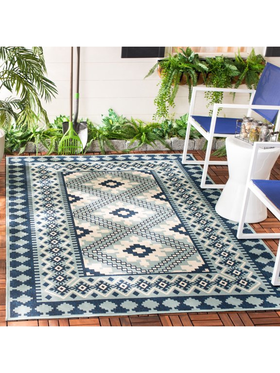 Veranda Magna Southwestern Indoor/Outdoor Area Rug, 2' x 3'7", Ivory/Blue