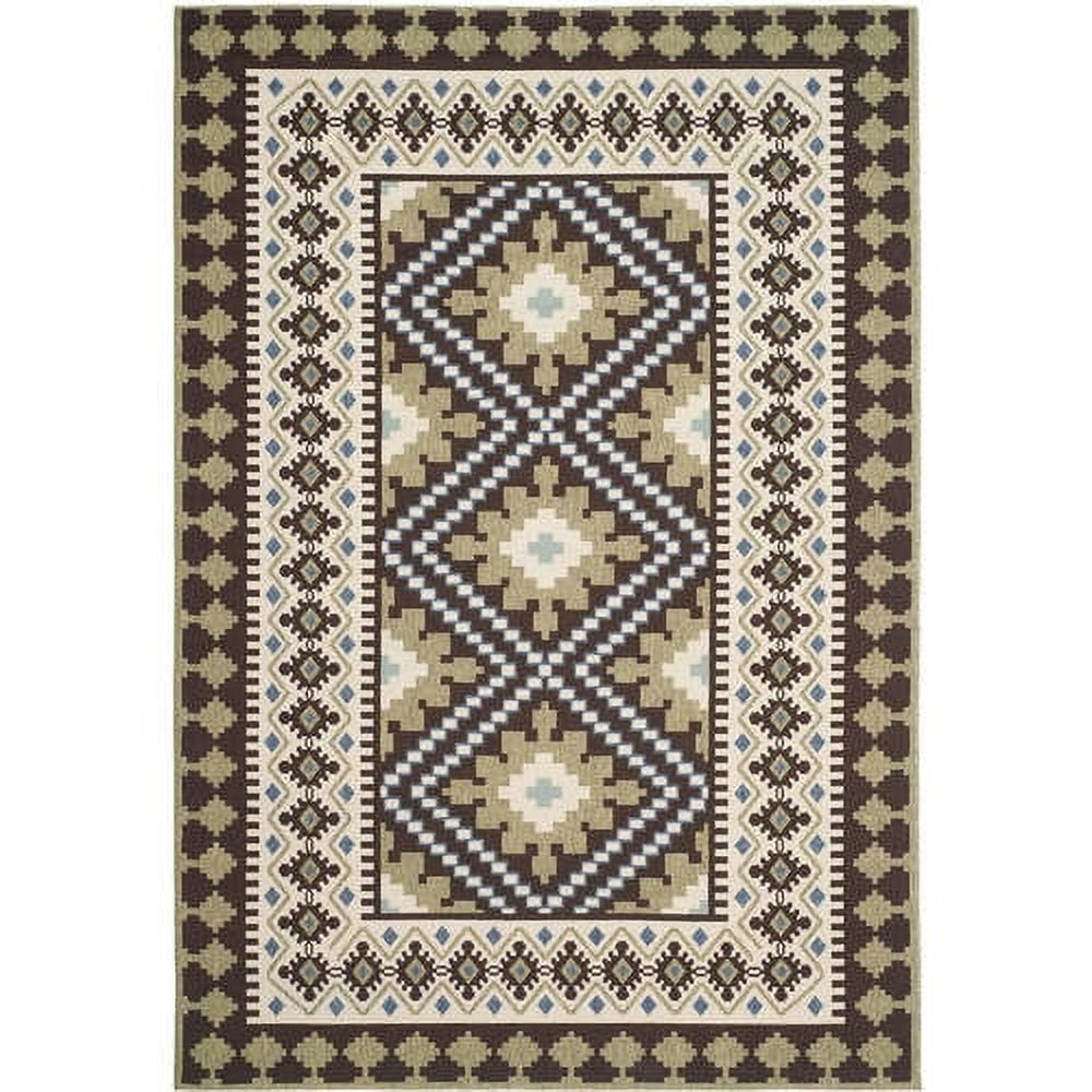 Reversible Chocolate & Green Synthetic Area Rug, 5' x 7', Easy Care