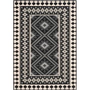 SAFAVIEH Veranda Magna Southwestern Indoor/Outdoor Area Rug, 8' x 11'2", Black/Cream