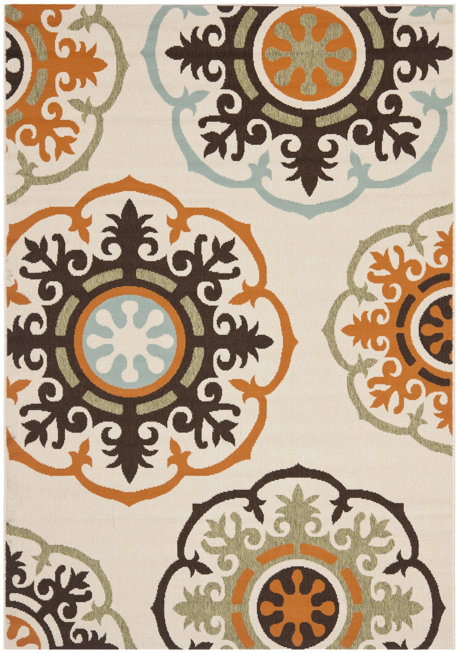 SAFAVIEH Veranda Maras Geometric Indoor/Outdoor Area Rug, 5'3" x 7'7", Cream/Terracotta