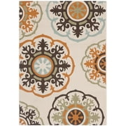 SAFAVIEH Veranda Maras Geometric Indoor/Outdoor Area Rug, 6'7" x 9'6", Cream/Terracotta