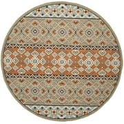 SAFAVIEH Veranda Moriah Geometric Indoor/Outdoor Area Rug, Green/Terracotta, 3' x 3' Round