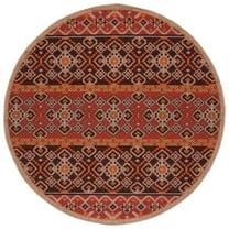 SAFAVIEH Veranda Moriah Geometric Indoor/Outdoor Area Rug, Red/Chocolate, 6'7" x 6'7" Round
