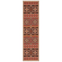 SAFAVIEH Veranda Moriah Geometric Indoor/Outdoor Runner Rug, Red/Chocolate, 2'3" x 8'