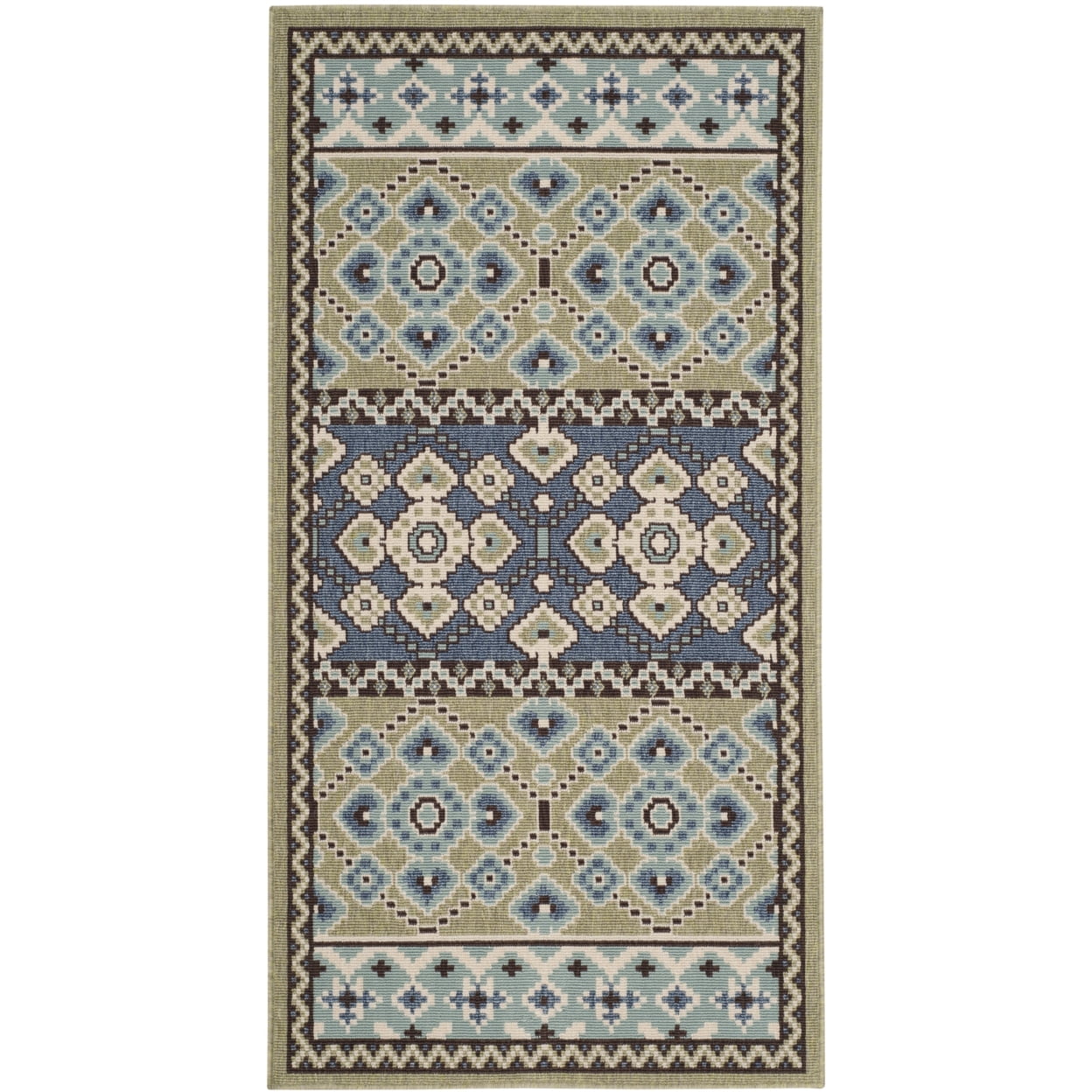 SAFAVIEH Veranda Moriah Southwestern Indoor/Outdoor Area Rug, 2'7" x 5', Green/Blue