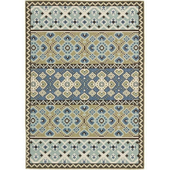 SAFAVIEH Veranda Moriah Southwestern Indoor/Outdoor Area Rug, 5'3" x 7'7", Green/Blue
