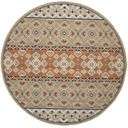 SAFAVIEH Veranda Moriah Southwestern Indoor/Outdoor Area Rug, 6'7" x 6'7" Round, Green/Terracotta