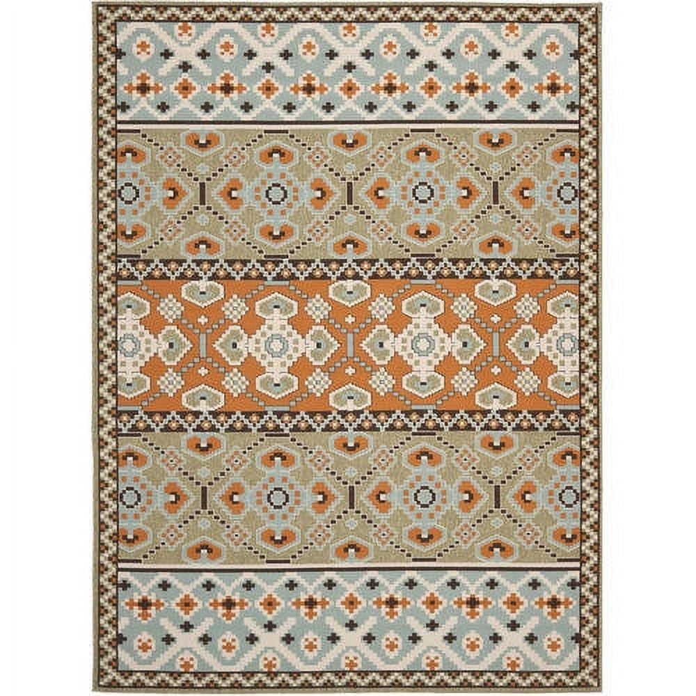 SAFAVIEH Veranda Moriah Southwestern Indoor/Outdoor Area Rug, 6'7" x 6'7" Square, Green/Terracotta