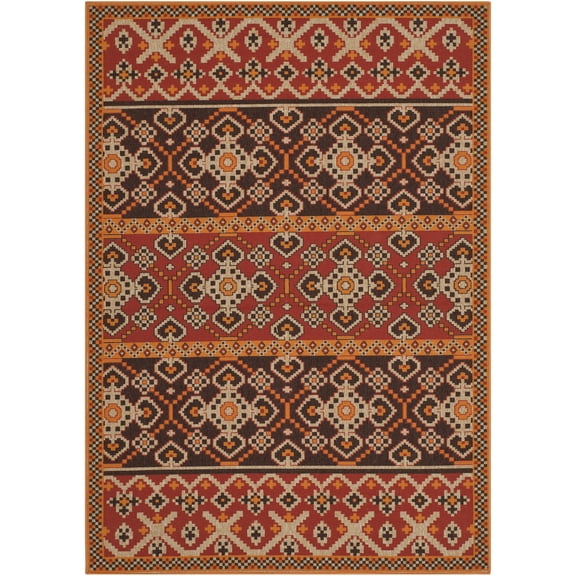 SAFAVIEH Veranda Moriah Southwestern Indoor/Outdoor Area Rug, 8' x 11'2", Red/Chocolate