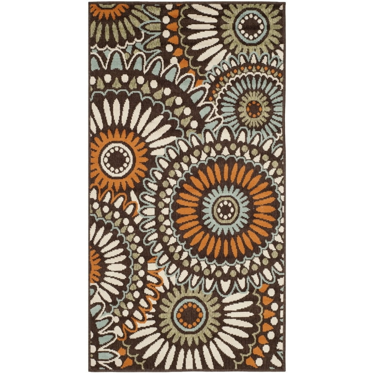 Safavieh Veranda 2-ft-7-in x 5-ft (Chocolate/Terracotta) 3 x 5 Chocolate/Terracotta Indoor/Outdoor Medallion Coastal Throw Rug Safavieh Veranda 2-ft-7-in x 5-ft (Chocolate/Terracotta) 3 x 5 Chocolate/Terracotta Indoor/Outdoor Medallion Coastal Throw Rug