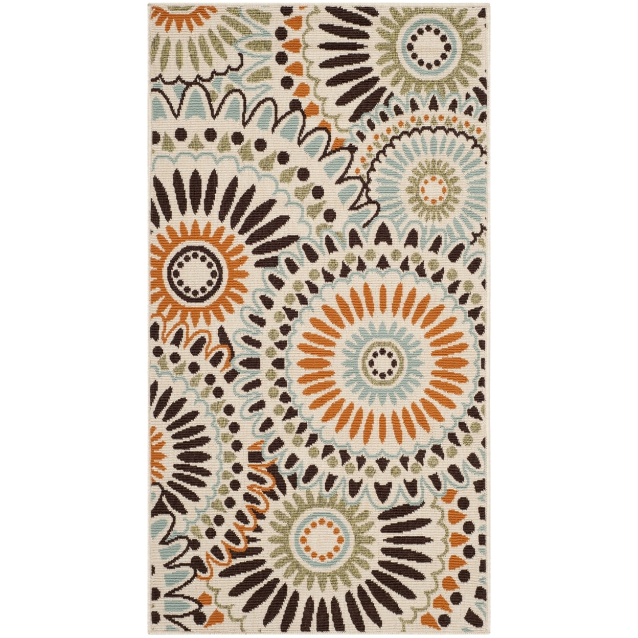 SAFAVIEH Veranda Petra Geometric Indoor/Outdoor Area Rug, 2'7" x 5', Cream/Chocolate