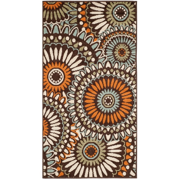 SAFAVIEH Veranda Petra Geometric Indoor/Outdoor Area Rug, 2' x 3'7", Chocolate/Terracotta
