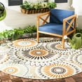 thumbnail image 1 of SAFAVIEH Veranda Petra Geometric Indoor/Outdoor Area Rug, 5'3" x 5'3" Round, Cream/Chocolate, 1 of 7