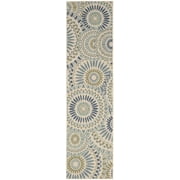 SAFAVIEH Veranda Petra Geometric Indoor/Outdoor Runner Rug, Cream/Green, 2'3" x 16'
