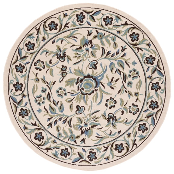 SAFAVIEH Veranda Tollan Floral Indoor/Outdoor Area Rug, Cream/Green, 6'7" x 6'7" Round