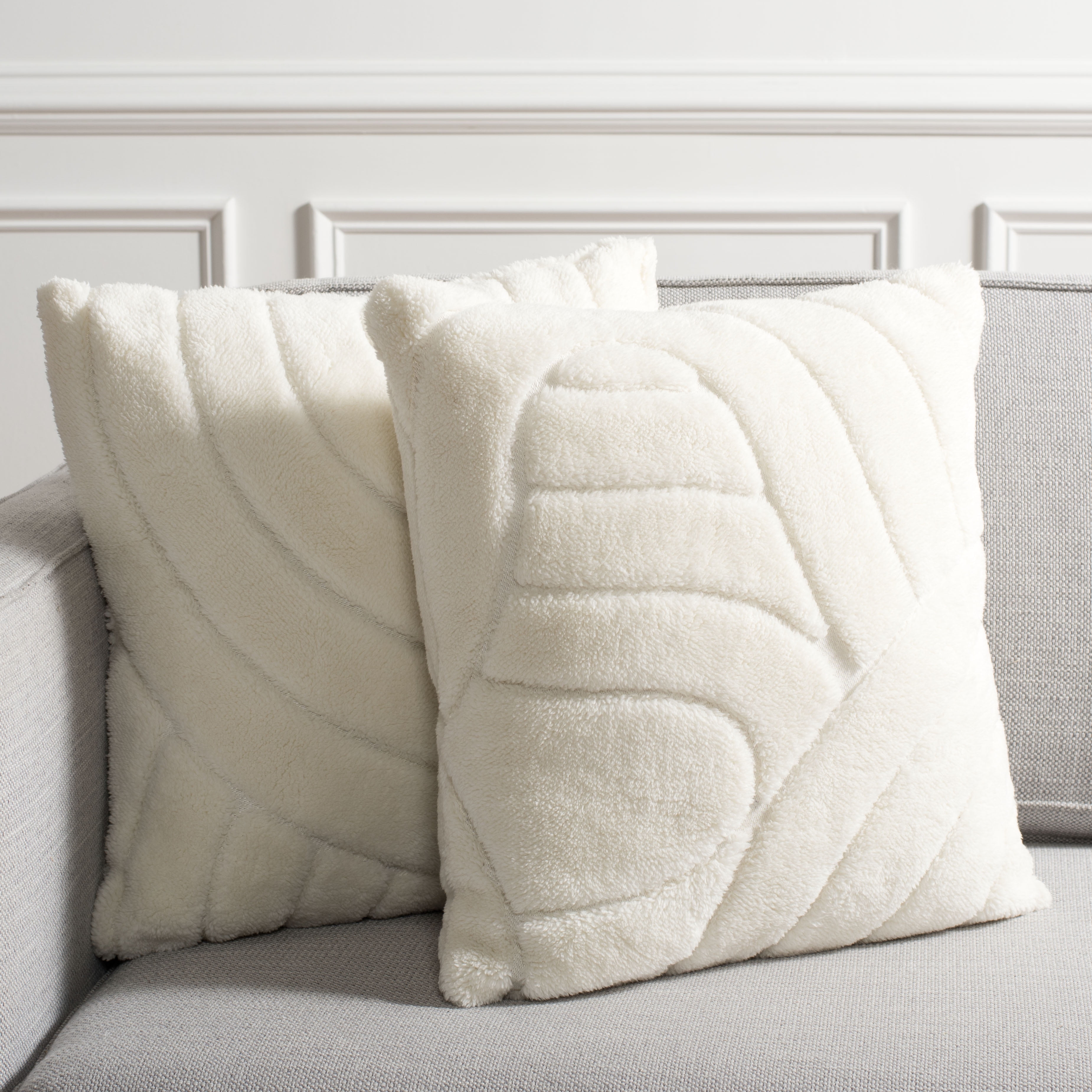 Ivory Textured Square Decorative Pillow Set, 21" x 21", Polyfill