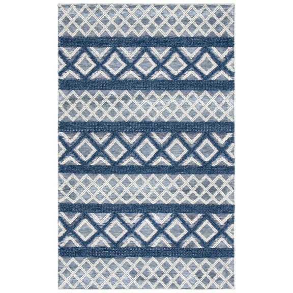 SAFAVIEH Vermont Chelsea Striped Area Rug, 4' x 6', Ivory/Blue