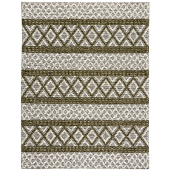 SAFAVIEH Vermont Chelsea Striped Area Rug, 9' x 12', Ivory/Dark Green