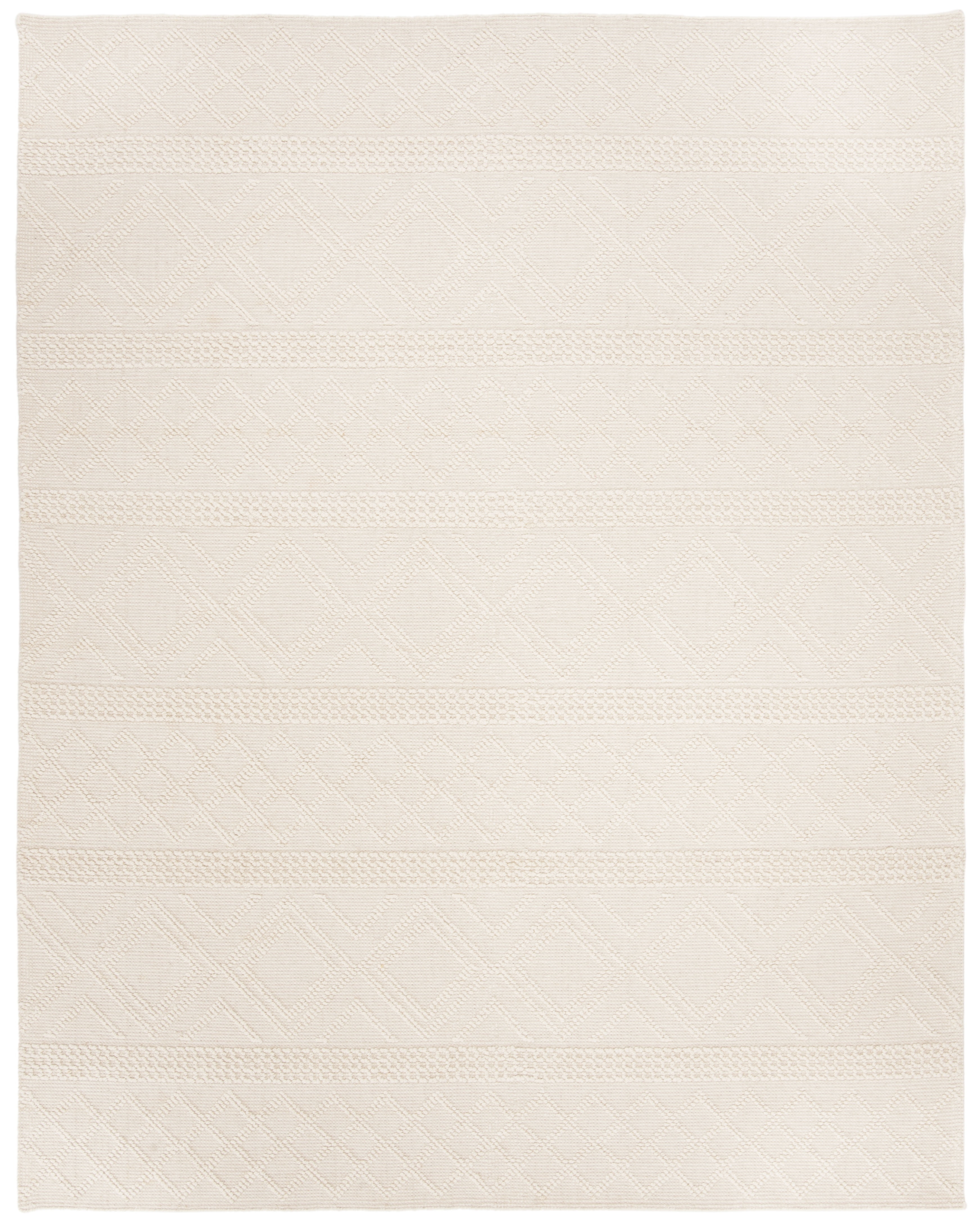 Ivory Hand-Woven Wool Rectangular Area Rug, 12' x 18'
