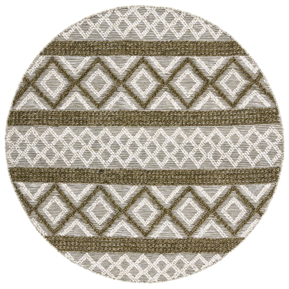 SAFAVIEH Vermont Chelsea Striped Area Rug, Ivory/Dark Green, 6' x 6' Round