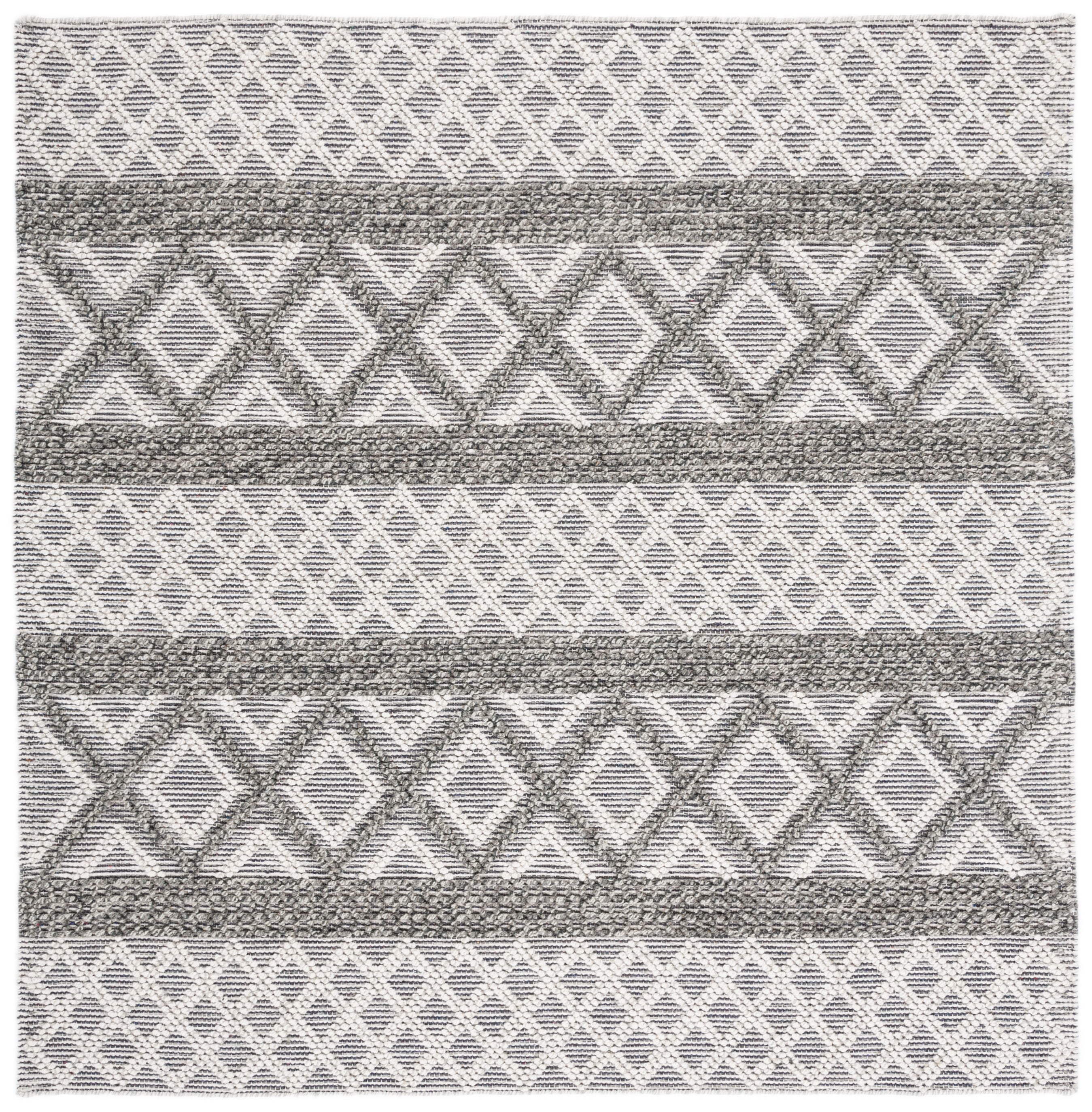 SAFAVIEH Vermont Chelsea Striped Area Rug, Ivory/Dark Grey, 6' x 6' Square