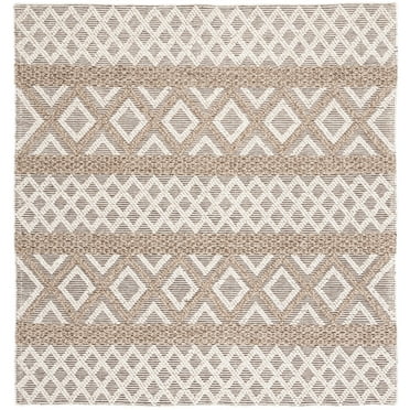 SAFAVIEH Vermont Chelsea Striped Area Rug, Ivory/Grey, 6' x 6' Square