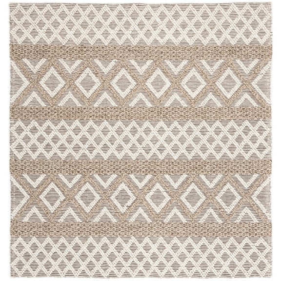 SAFAVIEH Vermont Chelsea Striped Area Rug, Ivory/Grey, 6' x 6' Square